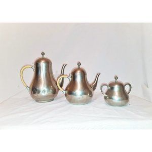 Royal Holland Vintage 3 Piece Milk Tea Coffee Set Silver Pewter Jar Set VTG